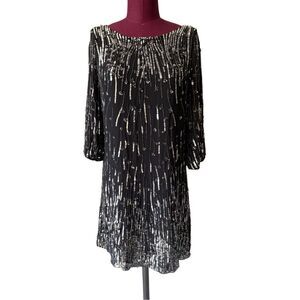 Alice + Olivia Mini Dress Sequin Beaded size XS Black
